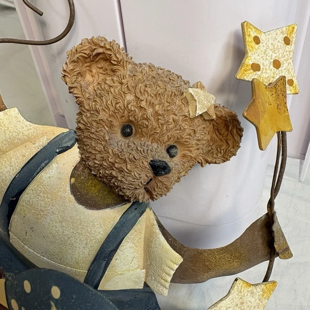 Patriotic Teddy Bear Wall Decor Set of 3 Americana Folk Art Stars Home Interiors